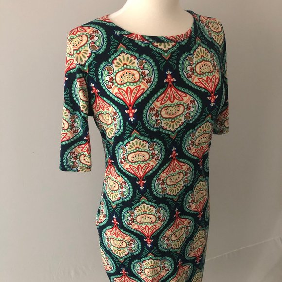 Lula Roe Knit Patterned Dress - Picture 4 of 8